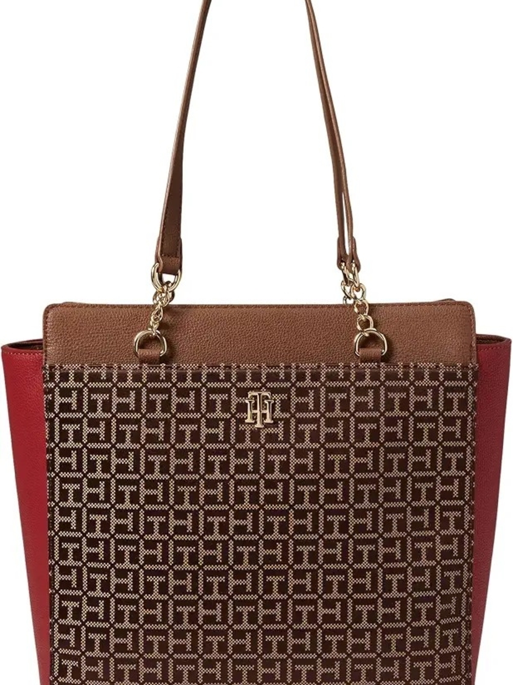 Tommy Hilfiger Brown & Red Logo Tote Bag
